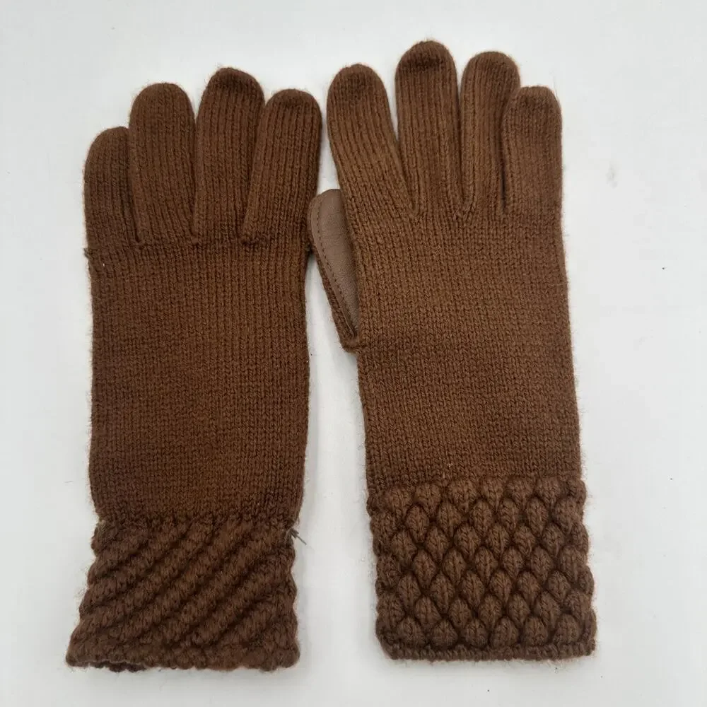 Vintage Brown Knitted Gloves Size S/M